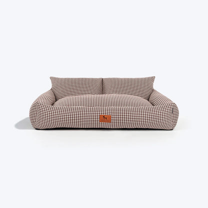 HUFT Cookie Houndstooth Lounger Bed For Dog - Brown