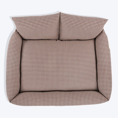 HUFT Cookie Houndstooth Lounger Bed For Dog - Brown