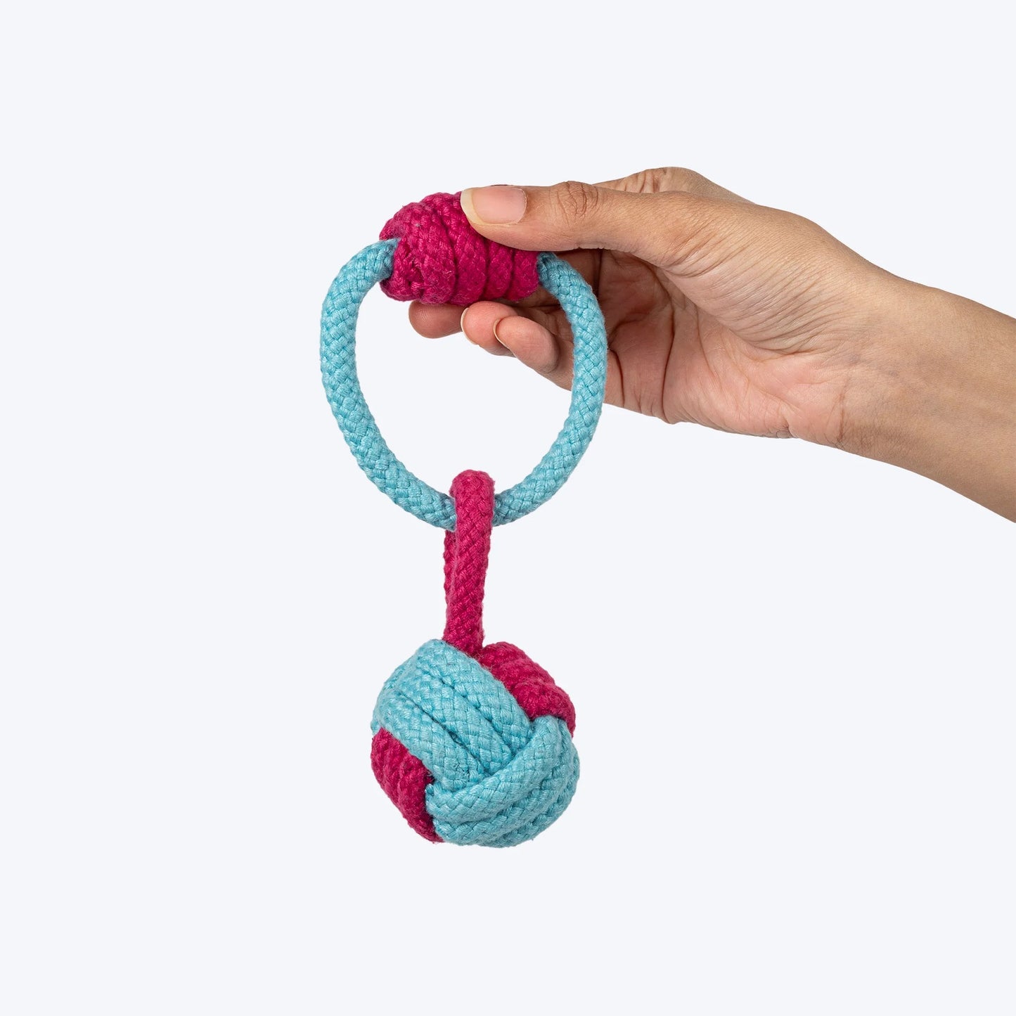 Dash Dog Tugger Ball Rope Toy For Dog - Light Blue & Pink