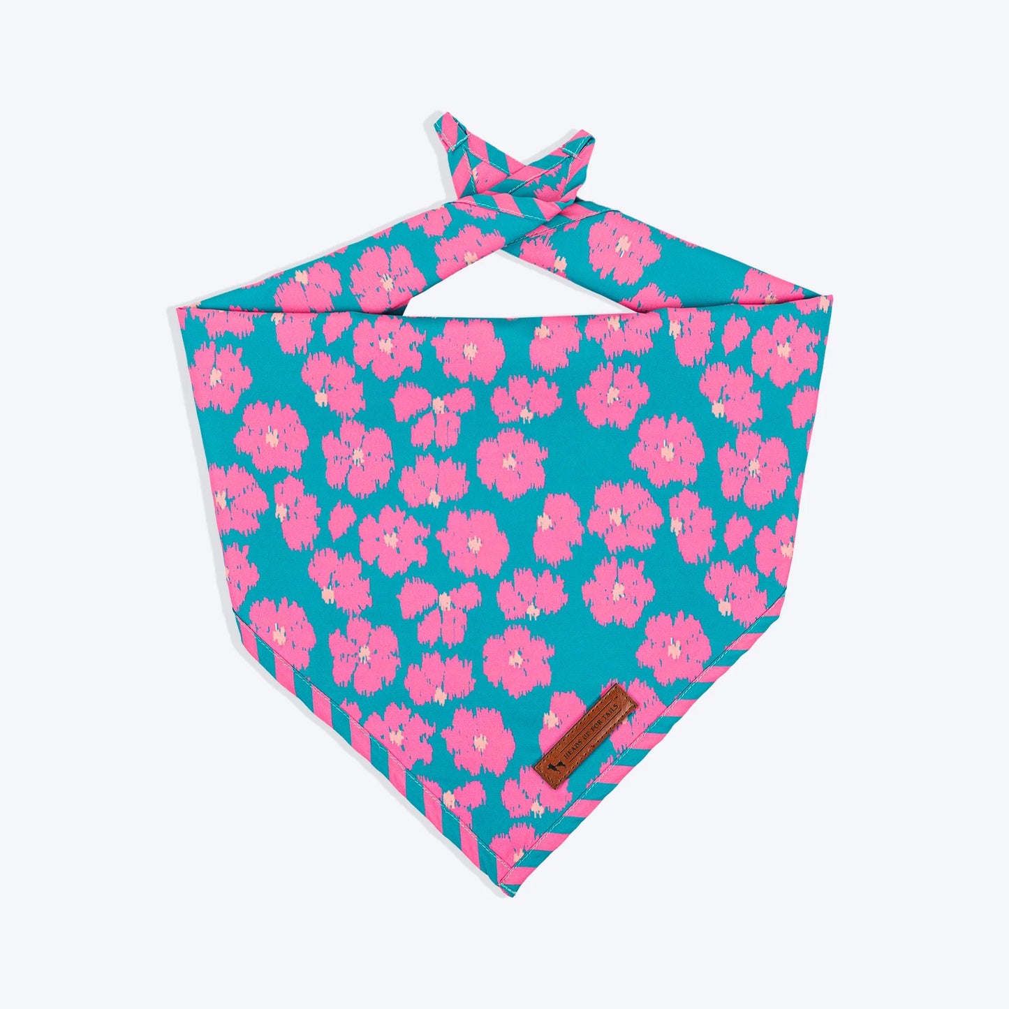 HUFT Pawsome Blossom Knot Bandana For Dog - Green & Pink