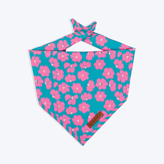 HUFT Pawsome Blossom Knot Bandana For Dog - Green & Pink