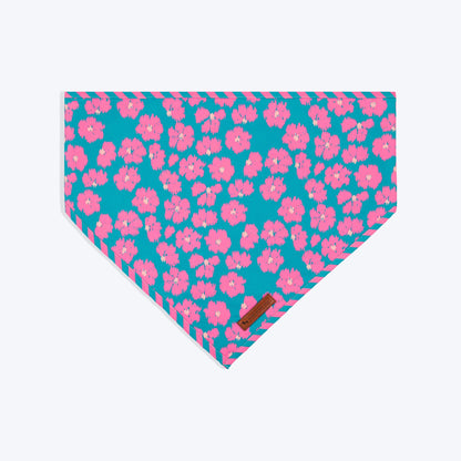 HUFT Pawsome Blossom Knot Bandana For Dog - Green & Pink