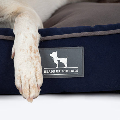 HUFT Classic Lounger Dog Bed - Grey With Navy