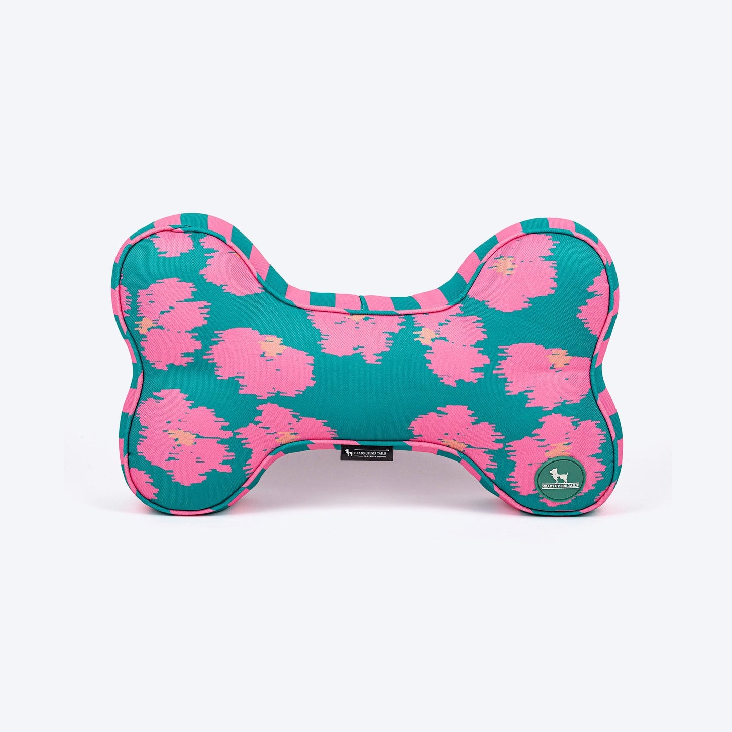 HUFT Pawsome Blossom Bone Cushion For Dog - Green & Pink