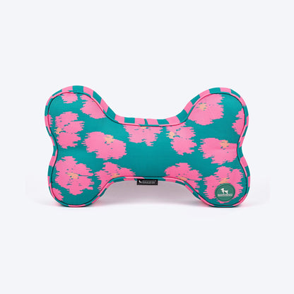 HUFT Pawsome Blossom Bone Cushion For Dog - Green & Pink