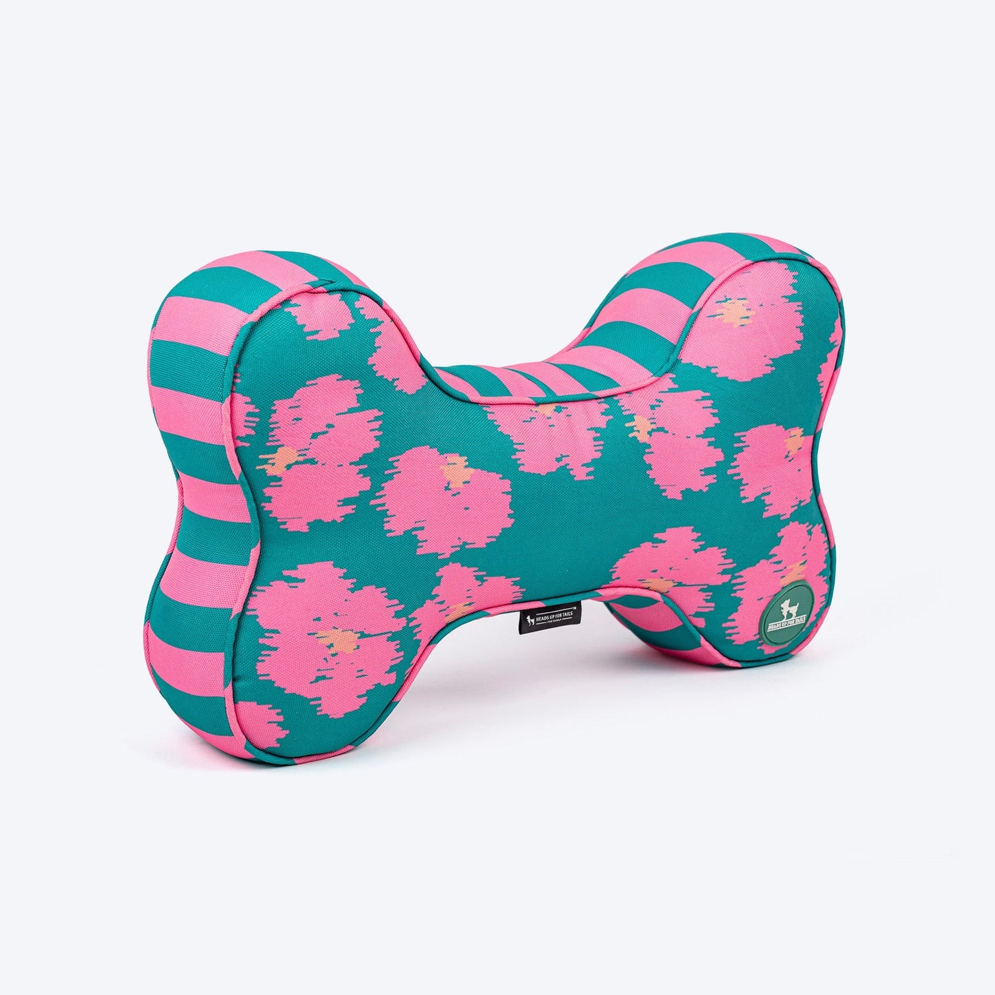 HUFT Pawsome Blossom Bone Cushion For Dog - Green & Pink