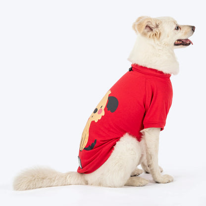 HUFT Pretty Pupper Printed T-shirt For Dog - Red