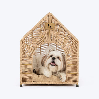 HUFT Furry Fort Hut With Cushion For Cat - Beige