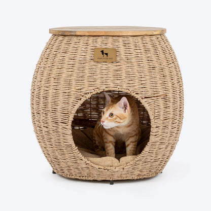 HUFT Paws And Tails Multifunctional Table With Bedding For Cat - Beige