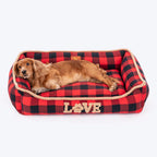 HUFT Love Plaid Lounger Bed For Dog - Red & Black