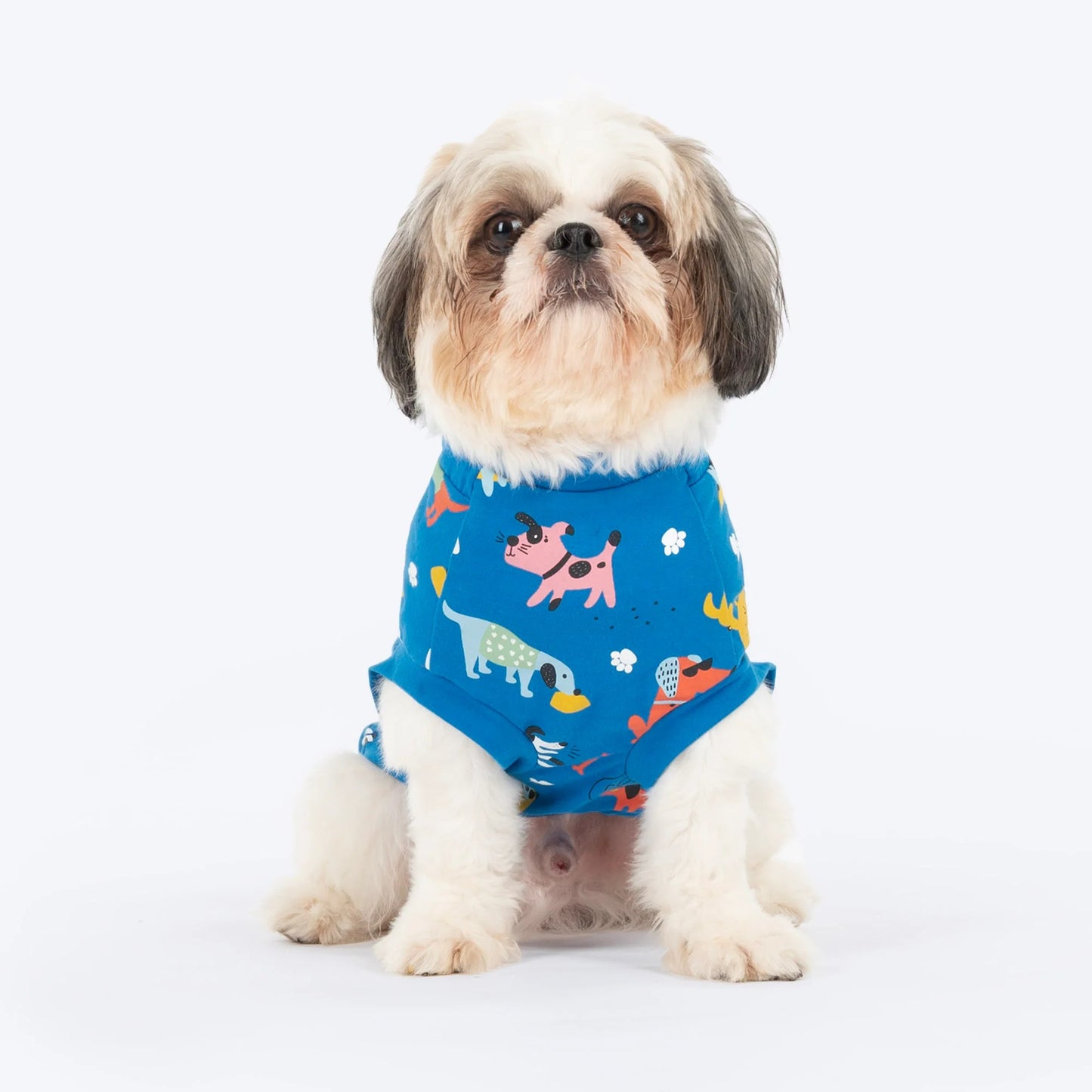 HUFT Doodle Days Printed T-Shirt For Small Dog - Blue