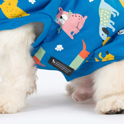 HUFT Doodle Days Printed T-Shirt For Small Dog - Blue