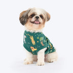 HUFT Forest Frolic Printed T-Shirt For Small Dog - Dark Green