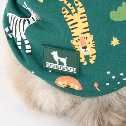 HUFT Forest Frolic Printed T-Shirt For Small Dog - Dark Green