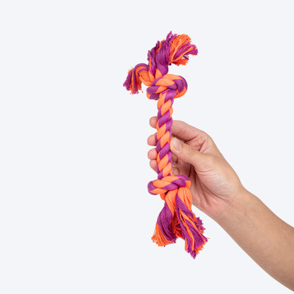 HUFT 2 Knot Rope Toy For Dog - Orange & Purple