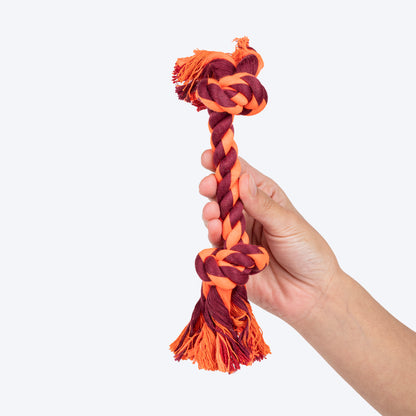 HUFT 2 Knot Rope Toy For Dog - Maroon & Orange