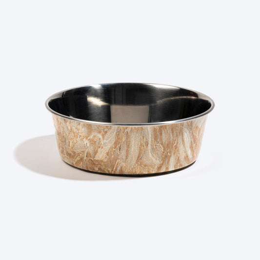 HUFT Marble Mirage Printed Steel Bowl For Dog - White