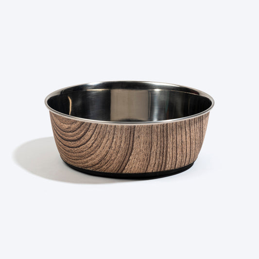 HUFT Timber Trails Printed Steel Bowl For Dog - Brown