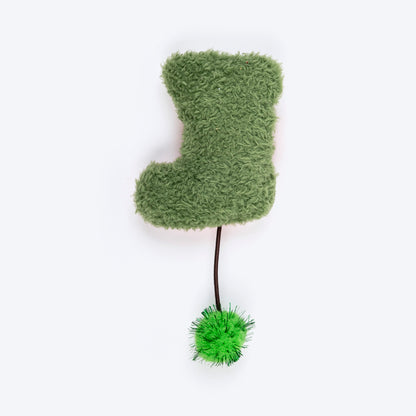 HUFT Ho Ho Holiday Plush Toys for Cats - Red & Green - Pack of 2