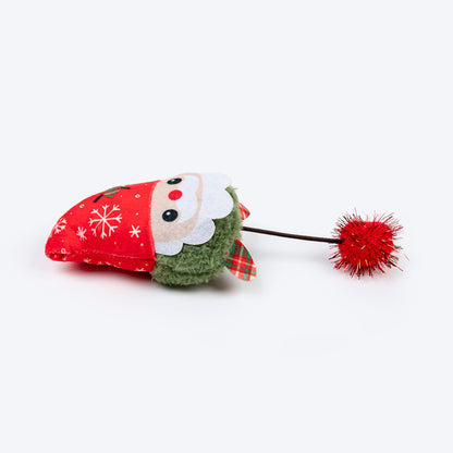 HUFT Ho Ho Holiday Plush Toys for Cats - Red & Green - Pack of 2