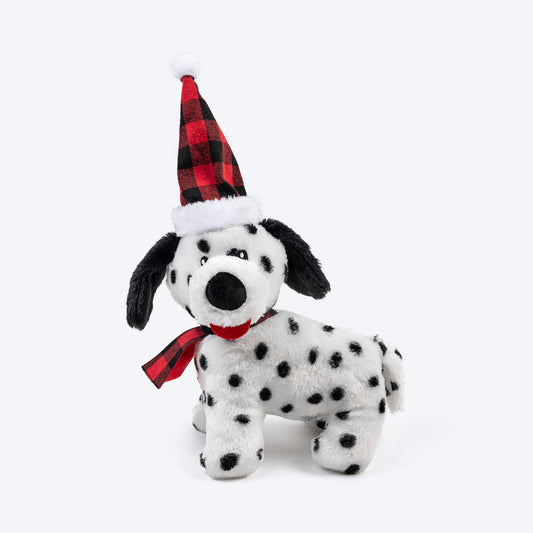 HUFT Dotted Doggo Plush Toy for Dog - White & Black - L
