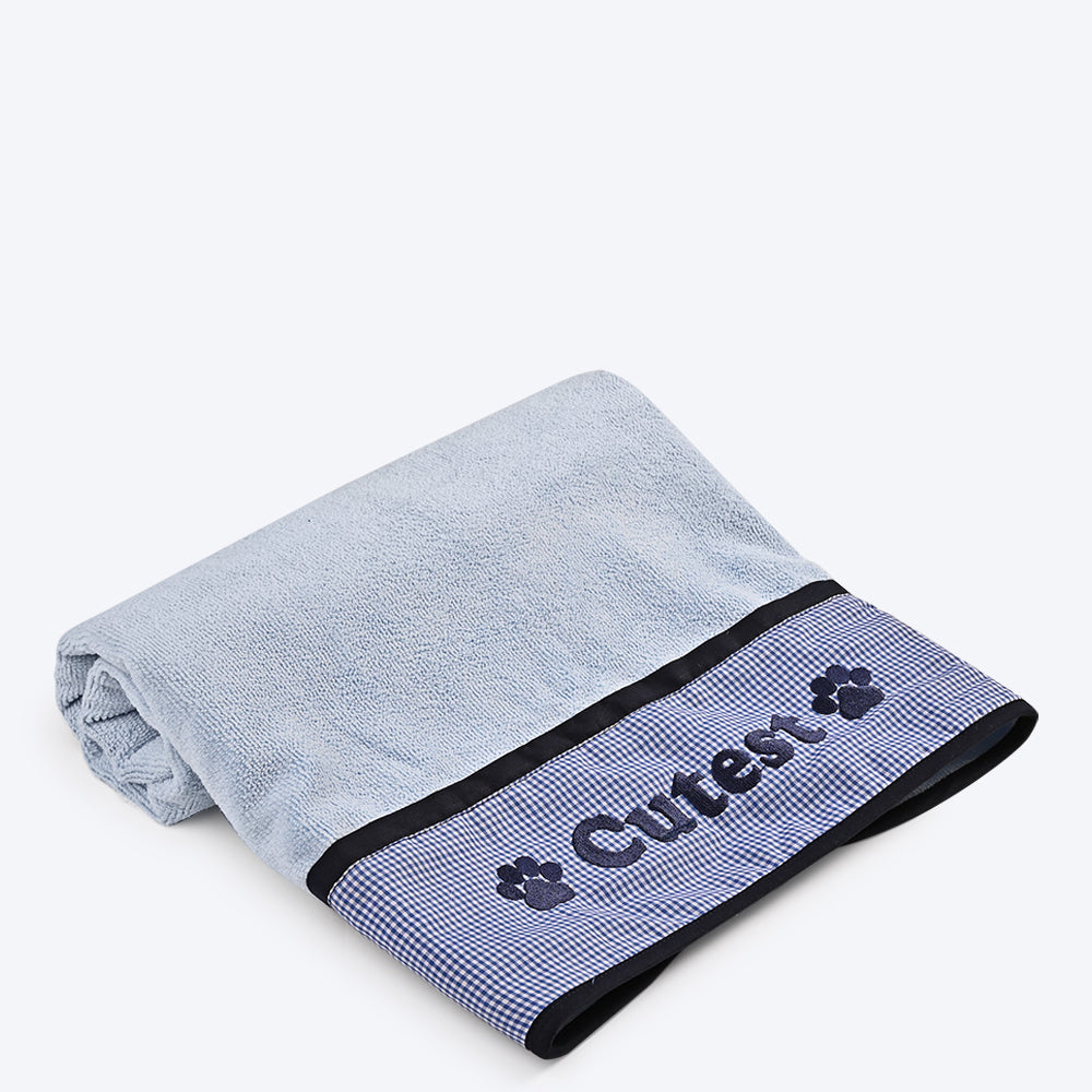 HUFT Cutest Microfiber Towel For Dogs & Cats - Light Blue