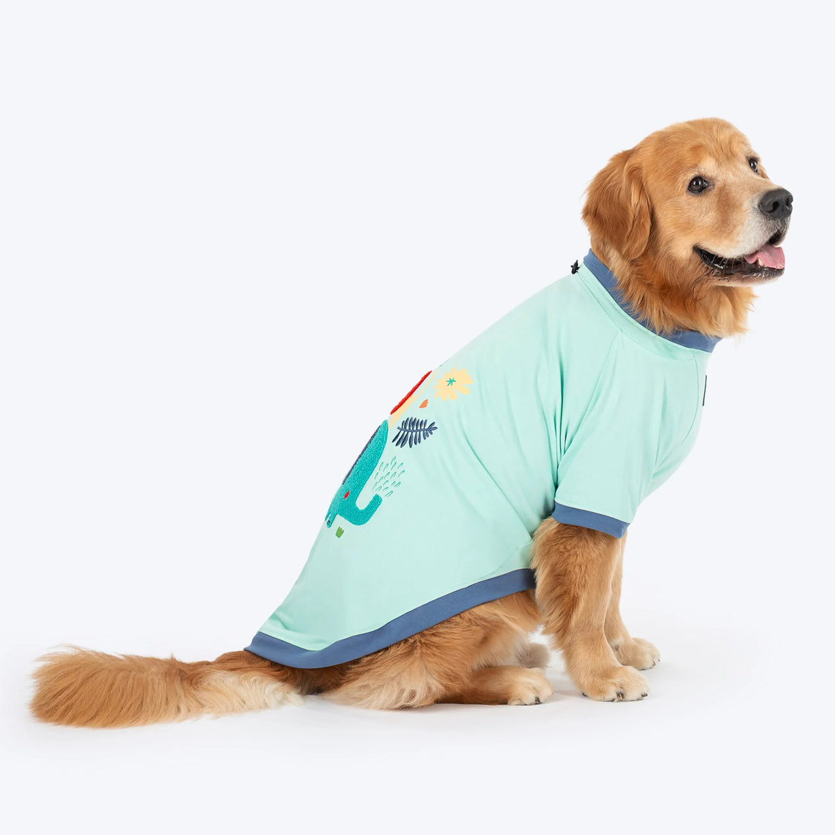 HUFT Jungle Joy Printed T-Shirt For Dog - Light Mint Green