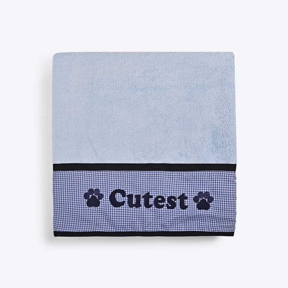 HUFT Cutest Microfiber Towel For Dogs & Cats - Light Blue