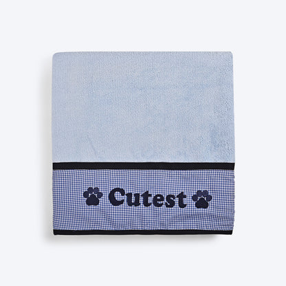 HUFT Cutest Microfiber Towel For Dogs & Cats - Light Blue