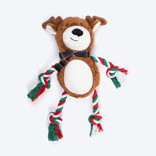 HUFT Rudy-Rope Plush Toy for Dog - Brown & Red - L