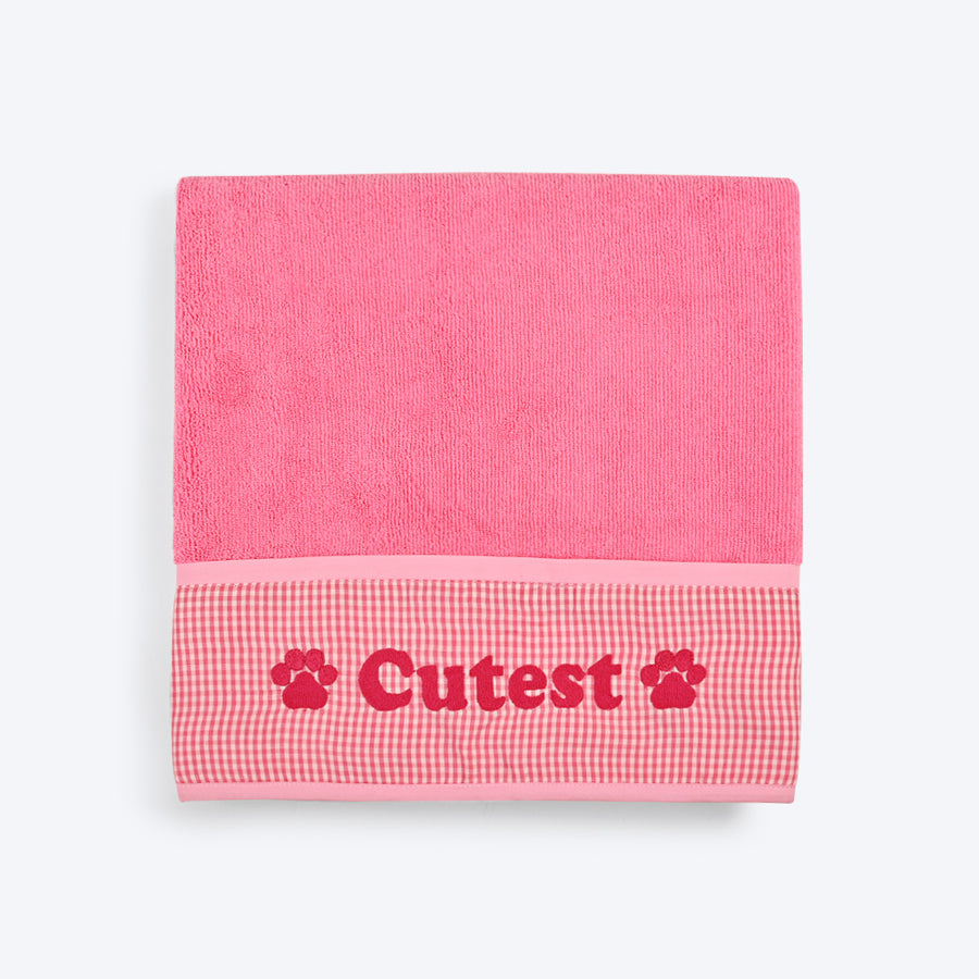 HUFT Cutest Microfiber Towel For Dogs & Cats - Light Pink