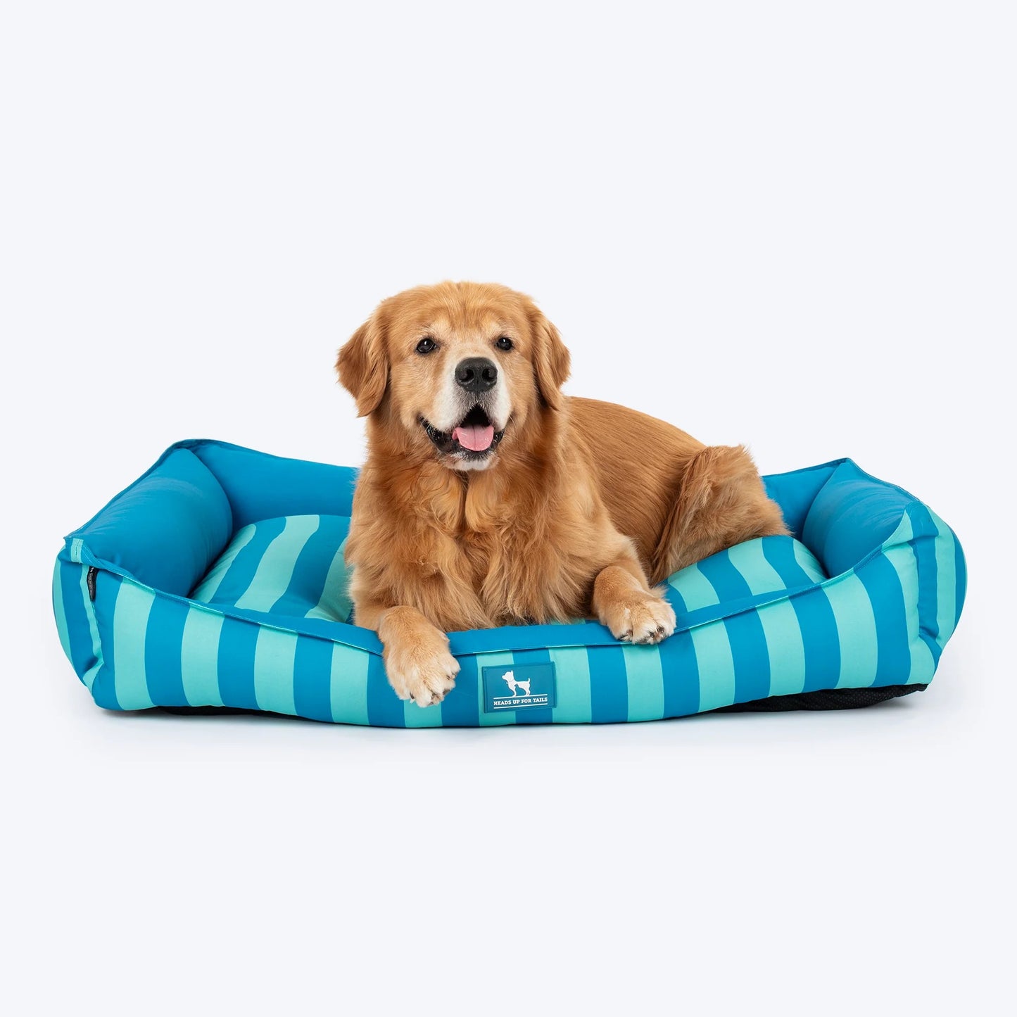 HUFT Happy Stripes Lounger Bed For Dog - Blue & Turquoise