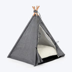 HUFT Cozy Fort Teepee Tent Bed For Dog & Cat - Charcoal Black