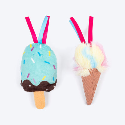 HUFT Sundae Smiles Plush Toys for Cats - Pink & Blue - Pack of 2