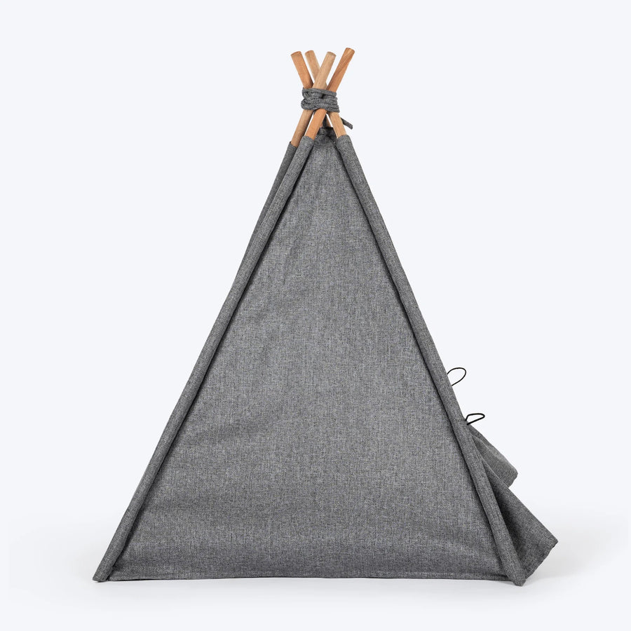HUFT Cozy Fort Teepee Tent Bed For Dog & Cat - Charcoal Black