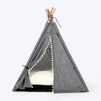 HUFT Cozy Fort Teepee Tent Bed For Dog & Cat - Charcoal Black