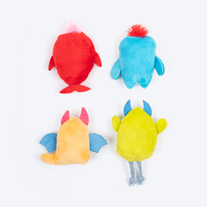 HUFT Mini Monsters Plush Toys for Cat Multicolour - Pack of 4