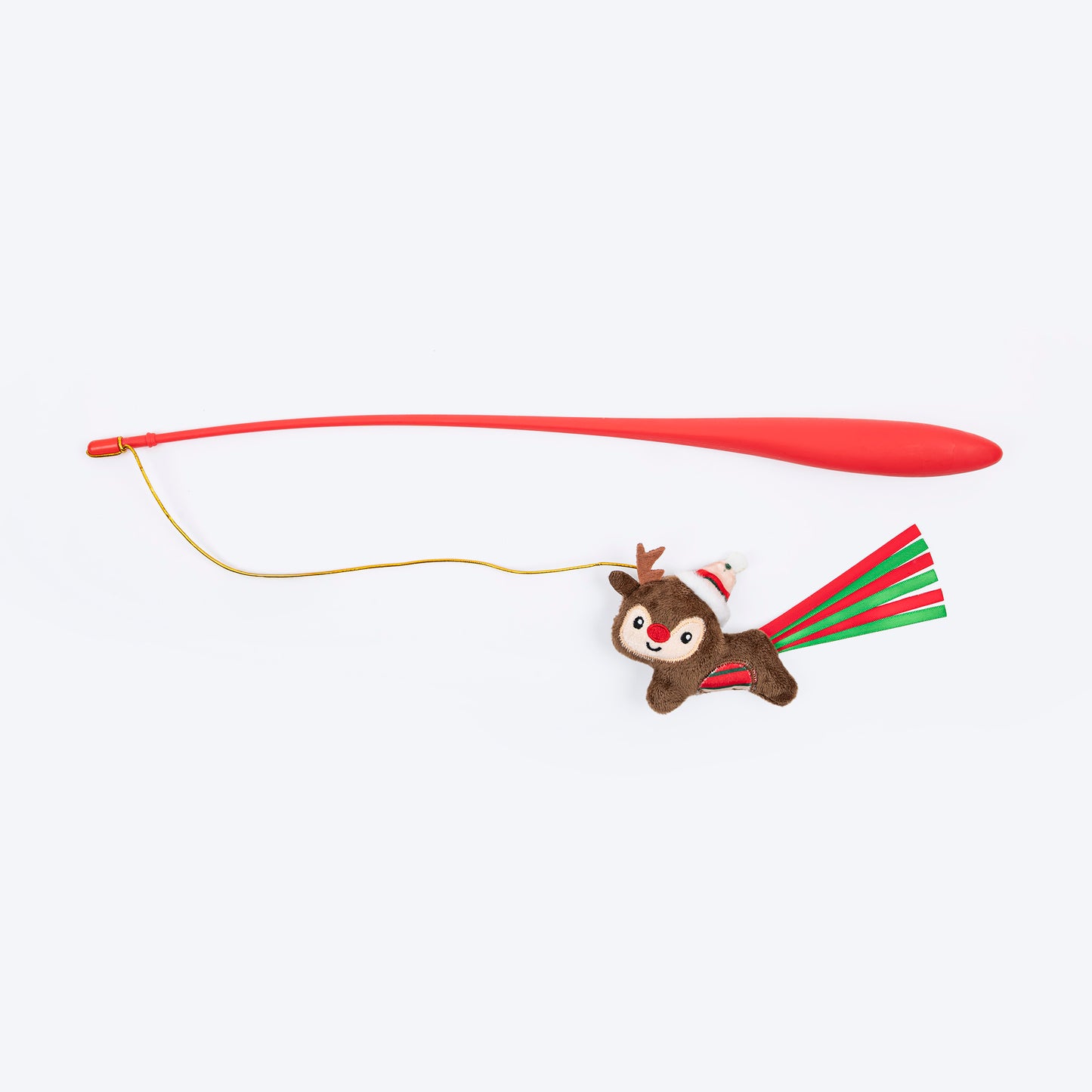 HUFT Rosy Reindeer Wand Toy for Cat - Red & Brown