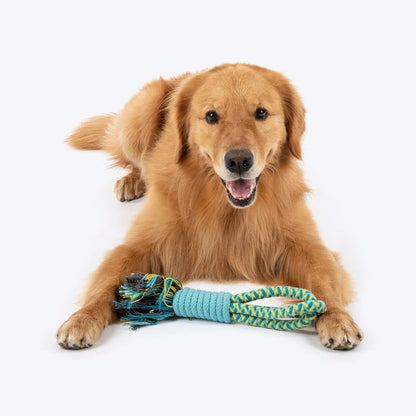 Dash Dog Toss 'n Twirl Rope Toy For Dog - Blue & Yellow