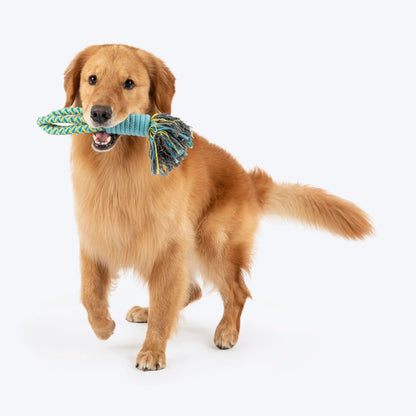 Dash Dog Toss 'n Twirl Rope Toy For Dog - Blue & Yellow