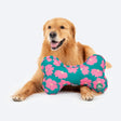 HUFT Pawsome Blossom Bone Cushion For Dog - Green & Pink