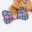 HUFT Pawsome Blossom Bone Cushion For Dog - Green & Pink