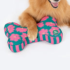 HUFT Pawsome Blossom Bone Cushion For Dog - Green & Pink