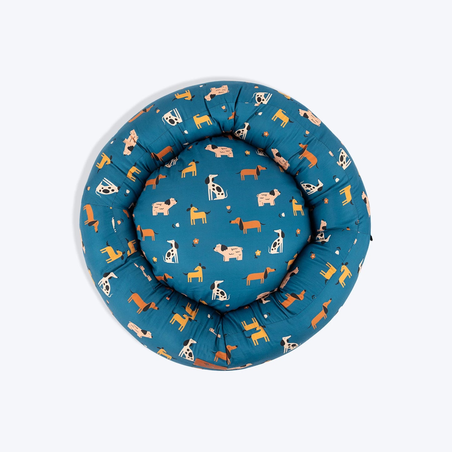 HUFT Bark & Bloom Donut Bed For Dog - Blue