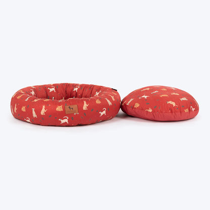 HUFT Bloom Buddies Donut Bed For Dog - Rust