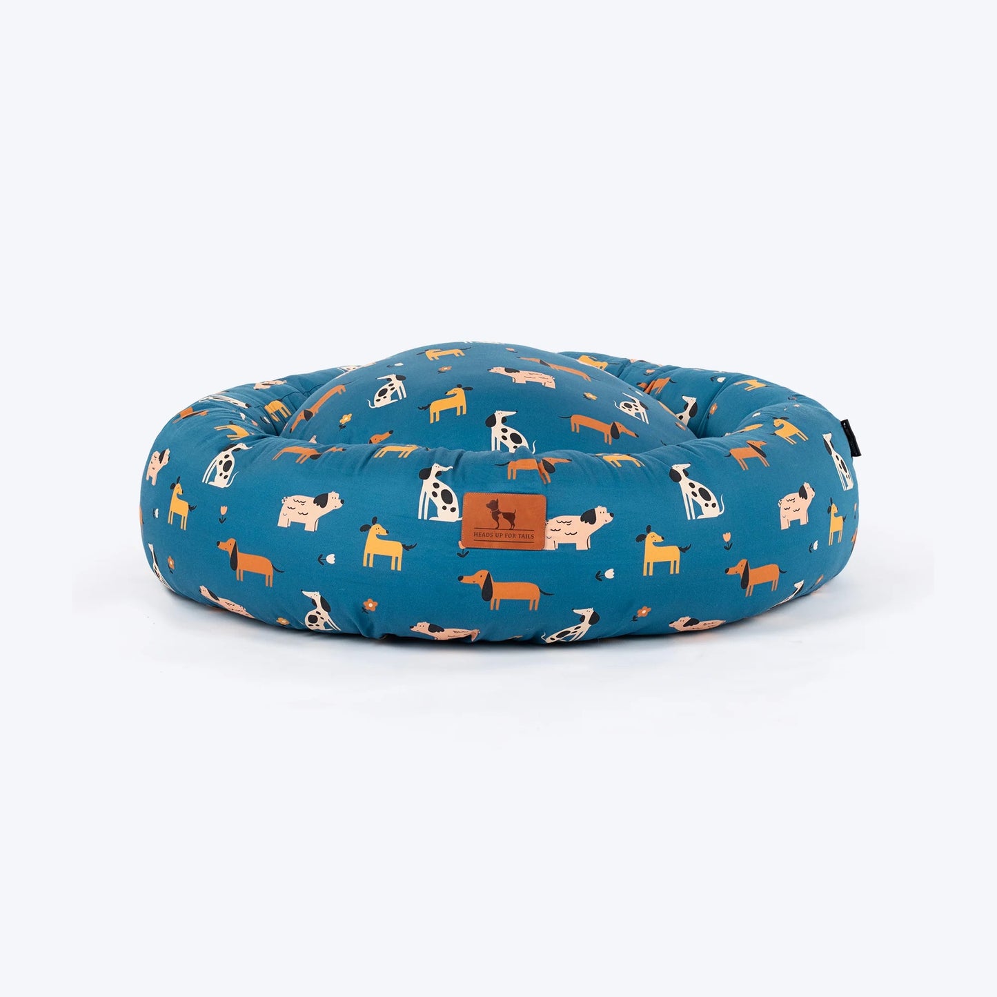 HUFT Bark & Bloom Donut Bed For Dog - Blue