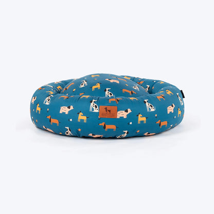 HUFT Bark & Bloom Donut Bed For Dog - Blue