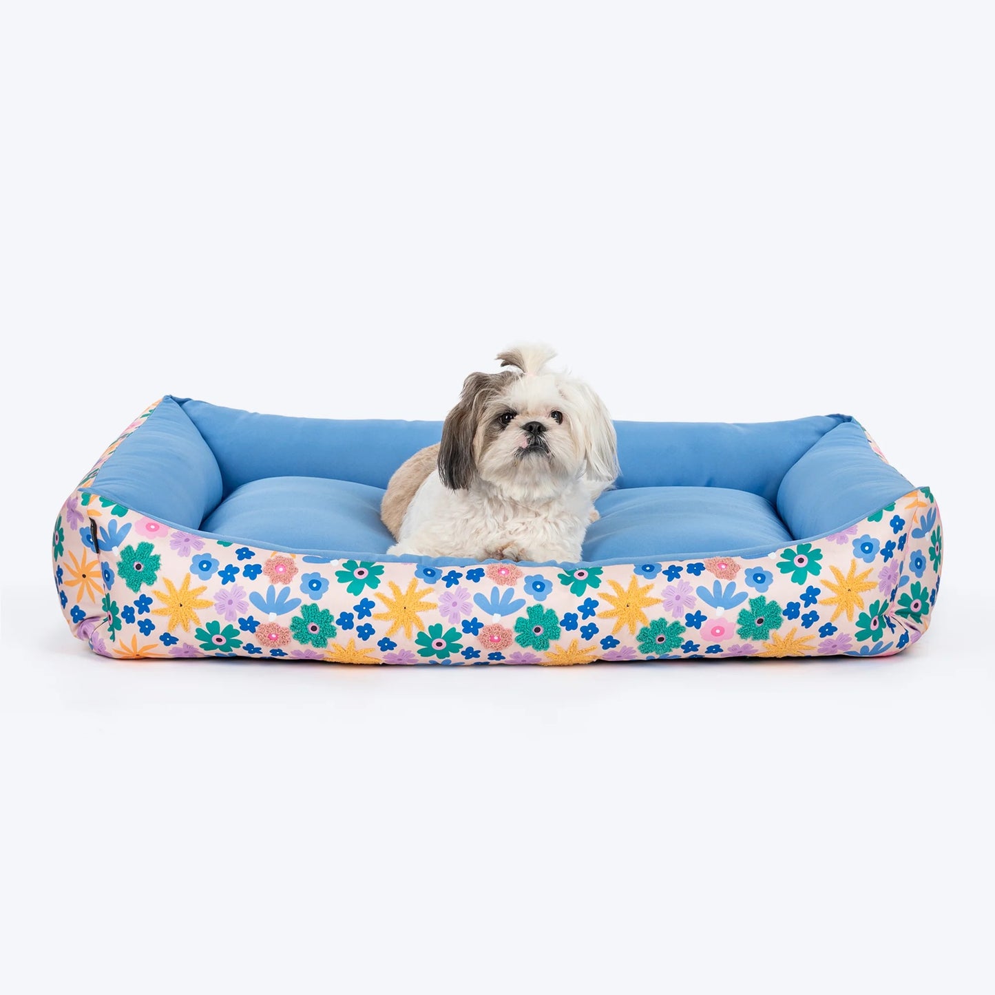 HUFT Bloomscape Lounger Bed For Dog - Blue