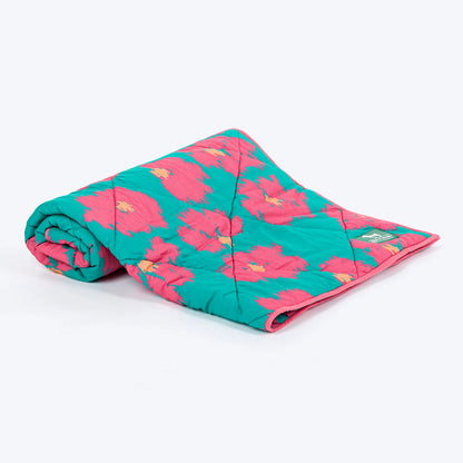 HUFT Pawsome Blossom Blanket For Dog & Cat - Green & Pink