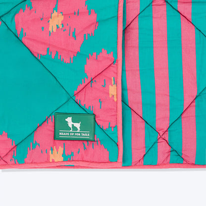 HUFT Pawsome Blossom Blanket For Dog & Cat - Green & Pink